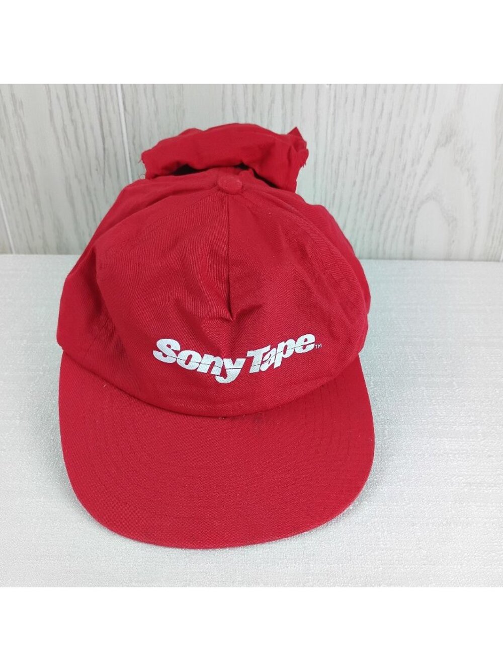 VTG Sony Walkman SONY TAPE Red Hat Cap Walkman Tape Pouch adjustable back read
